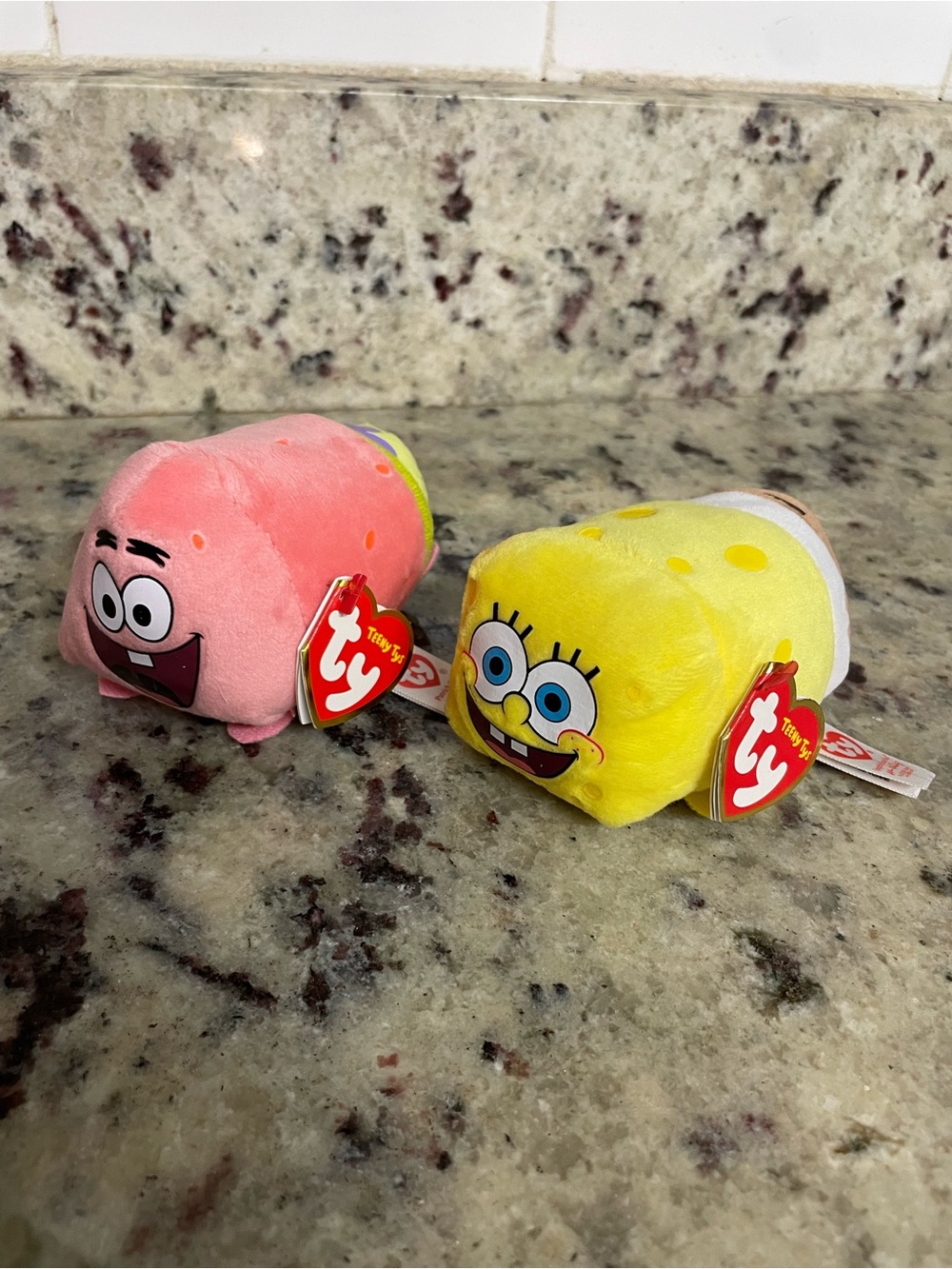 TY SpongeBob & Patrick Mini Plush Set - Yellow & Pink collectible cartoon y2k 90